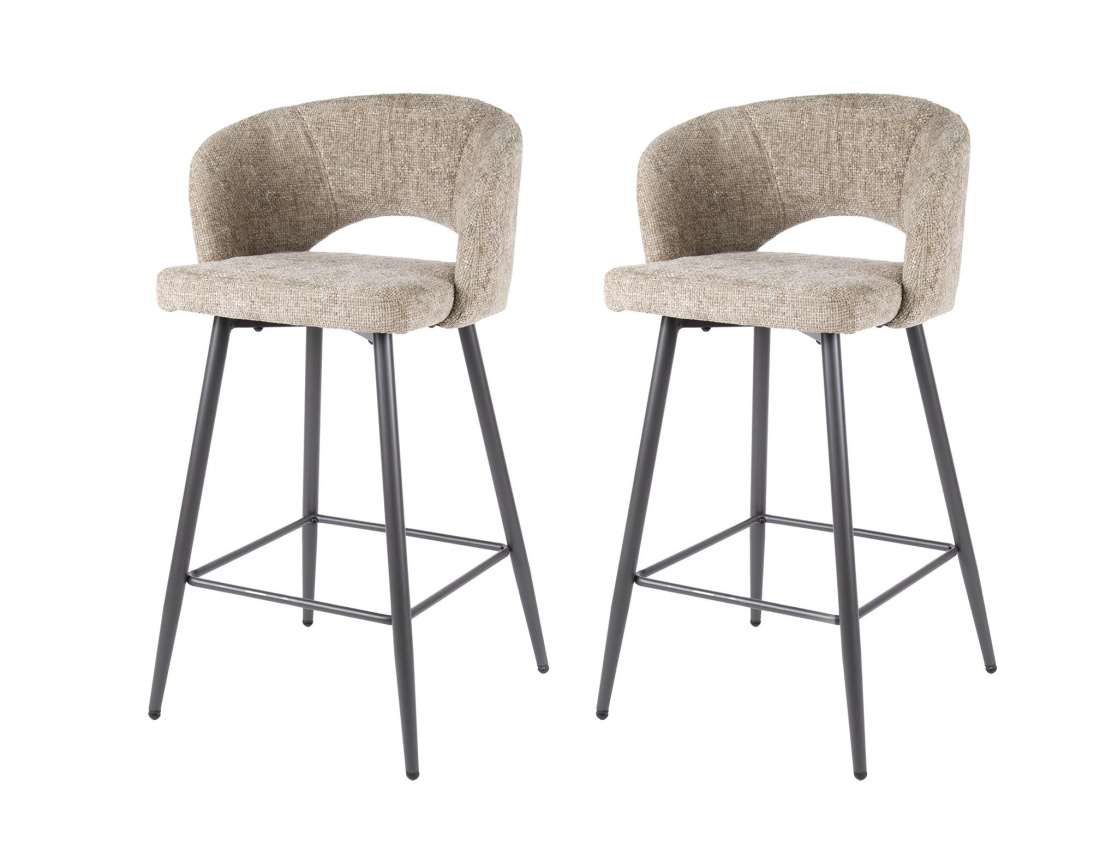 Lot de 2 tabourets PATTAYA de bar en tissu texturé | Best Mobilier