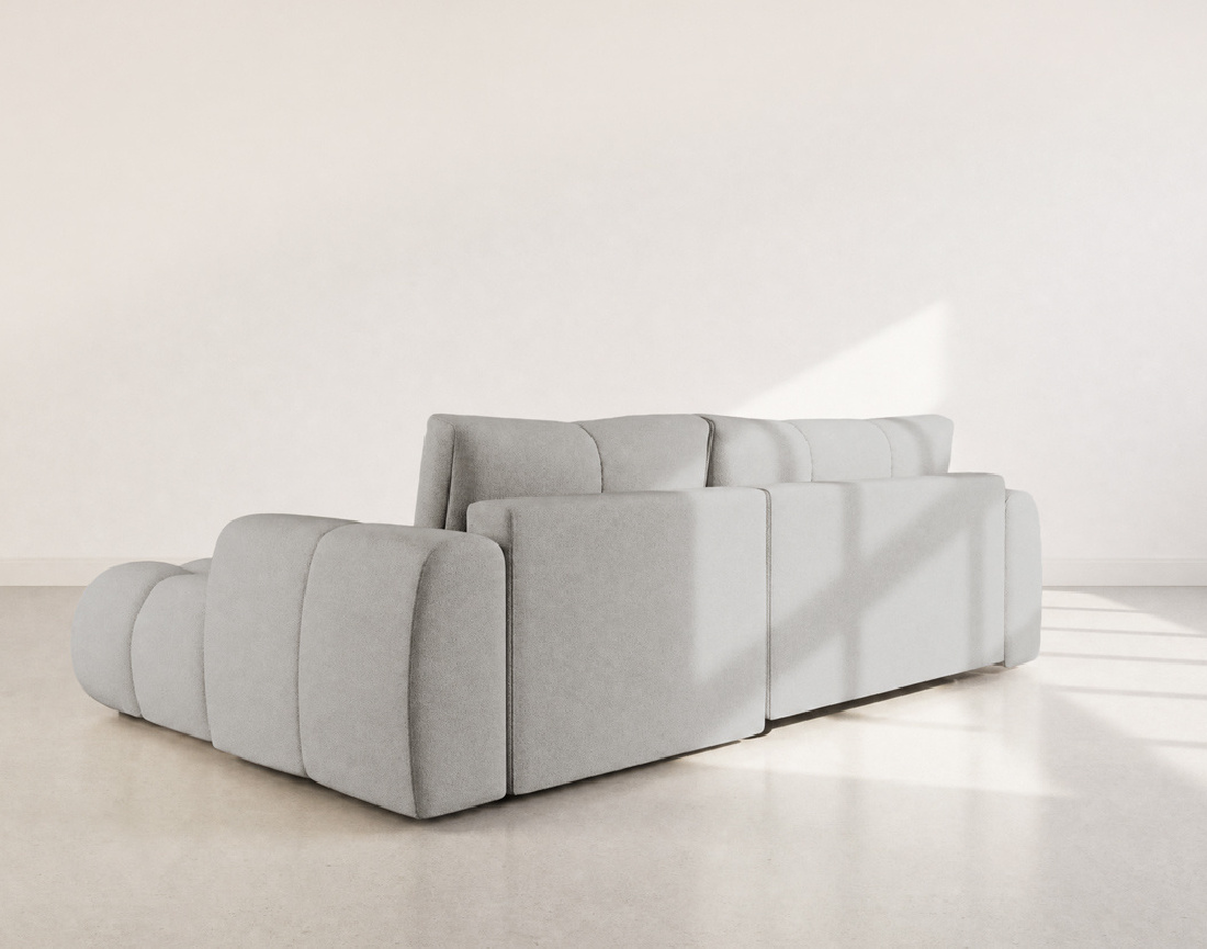 Canapé YULIN d'angle droit 4 places convertible avec coffre en tissu bouclette Yulin - Best Mobilier