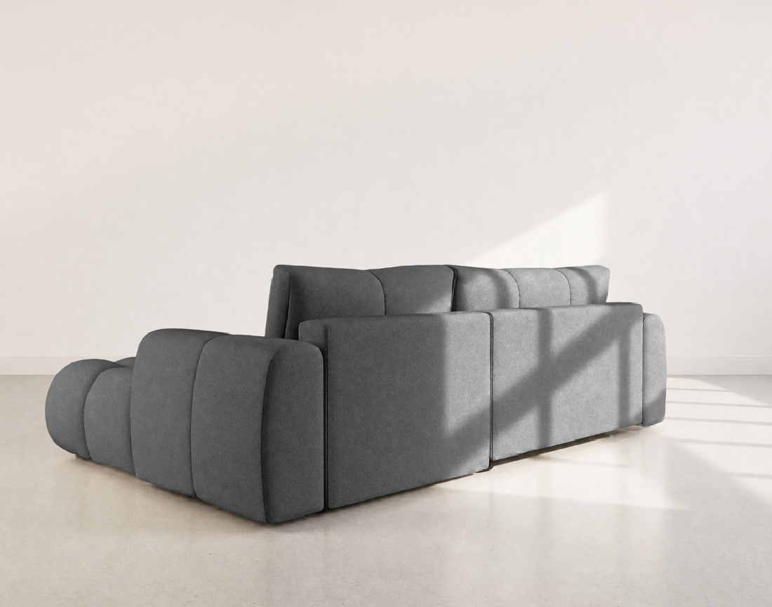 Canapé YULIN d'angle droit 4 places convertible avec coffre en tissu bouclette Yulin - Best Mobilier