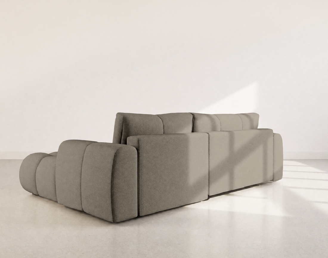 Canapé YULIN d'angle droit 4 places convertible avec coffre en tissu bouclette Yulin - Best Mobilier