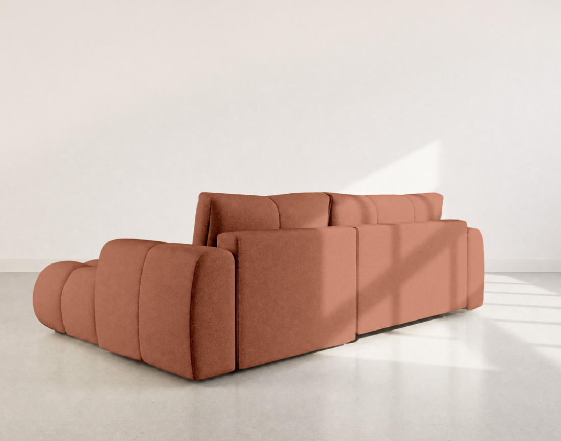 Canapé YULIN d'angle droit 4 places convertible avec coffre en tissu bouclette Yulin - Best Mobilier