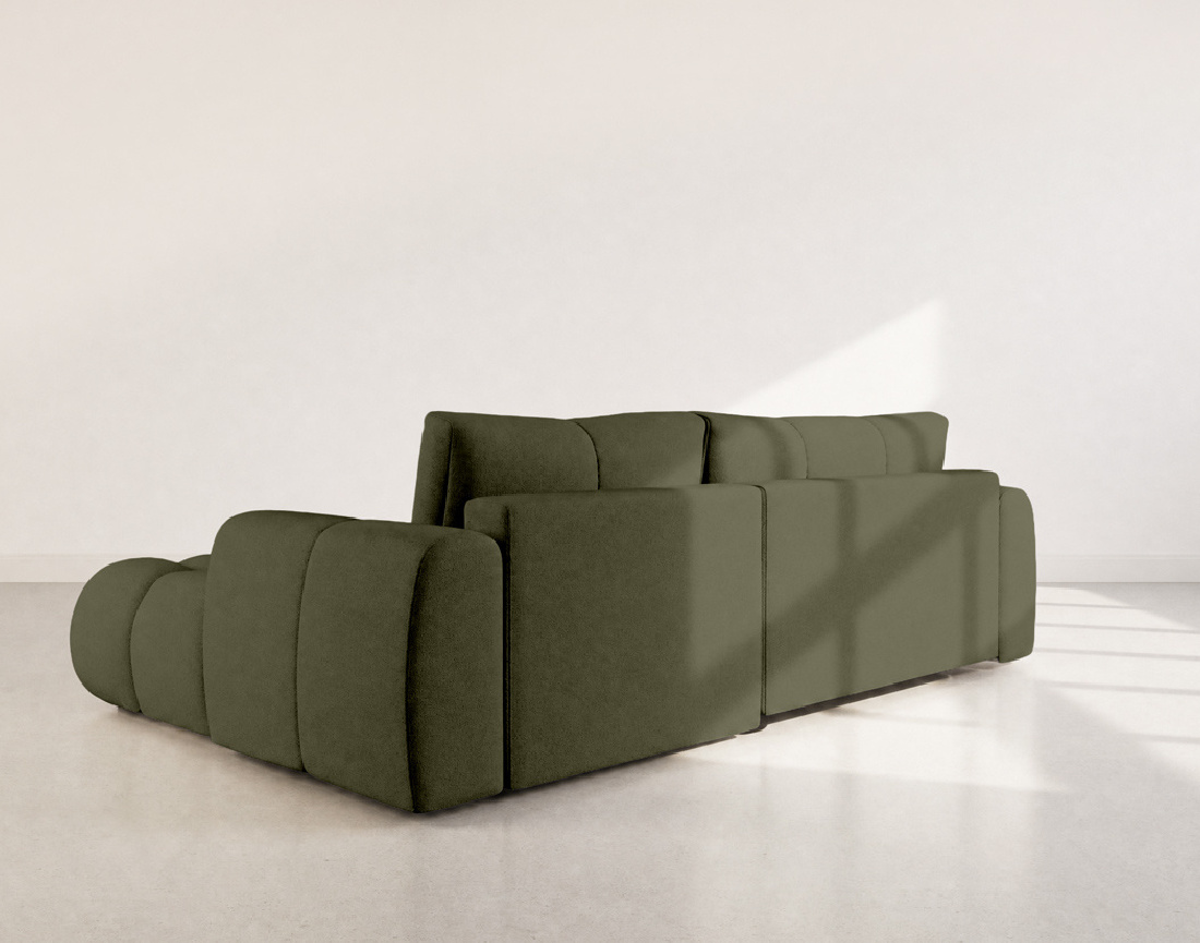 Canapé YULIN d'angle droit 4 places convertible avec coffre en tissu bouclette Yulin - Best Mobilier