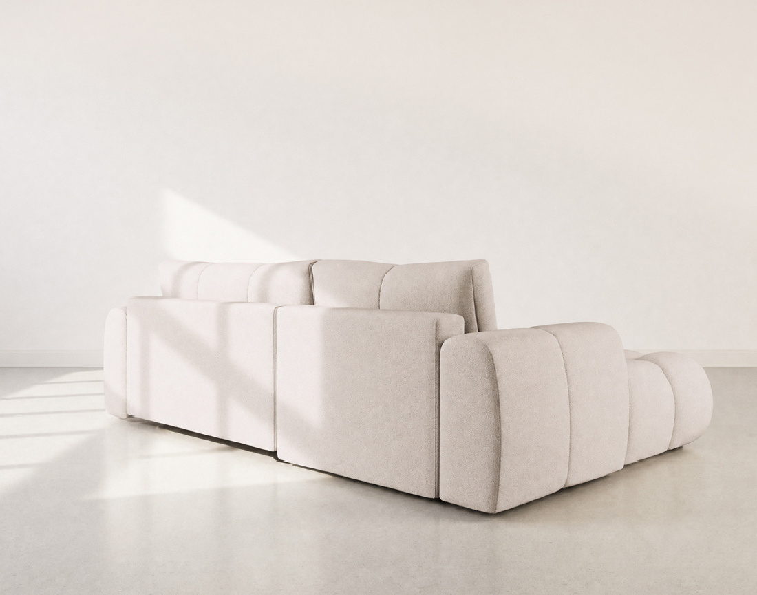 Canapé YULIN d'angle 4 places convertible en tissu bouclette - Best Mobilier