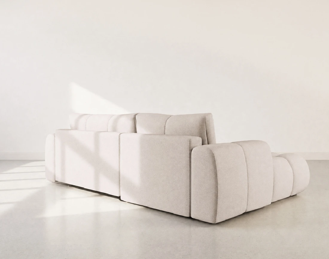 Canapé YULIN d'angle 4 places convertible en tissu bouclette - Best Mobilier