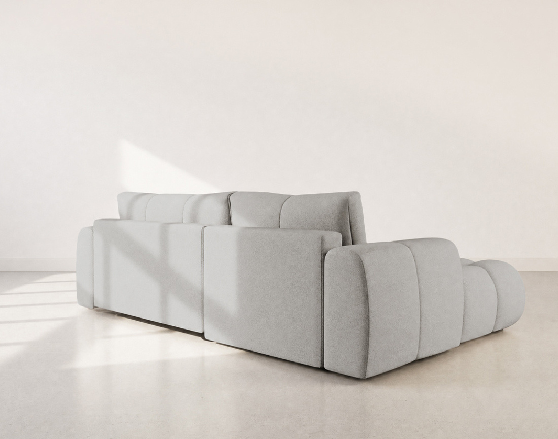 Canapé YULIN d'angle 4 places convertible en tissu bouclette - Best Mobilier