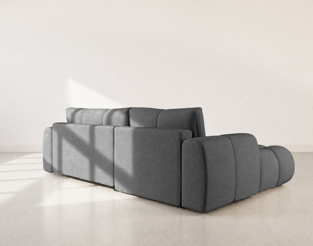 Canapé YULIN d'angle 4 places convertible en tissu bouclette - Best Mobilier