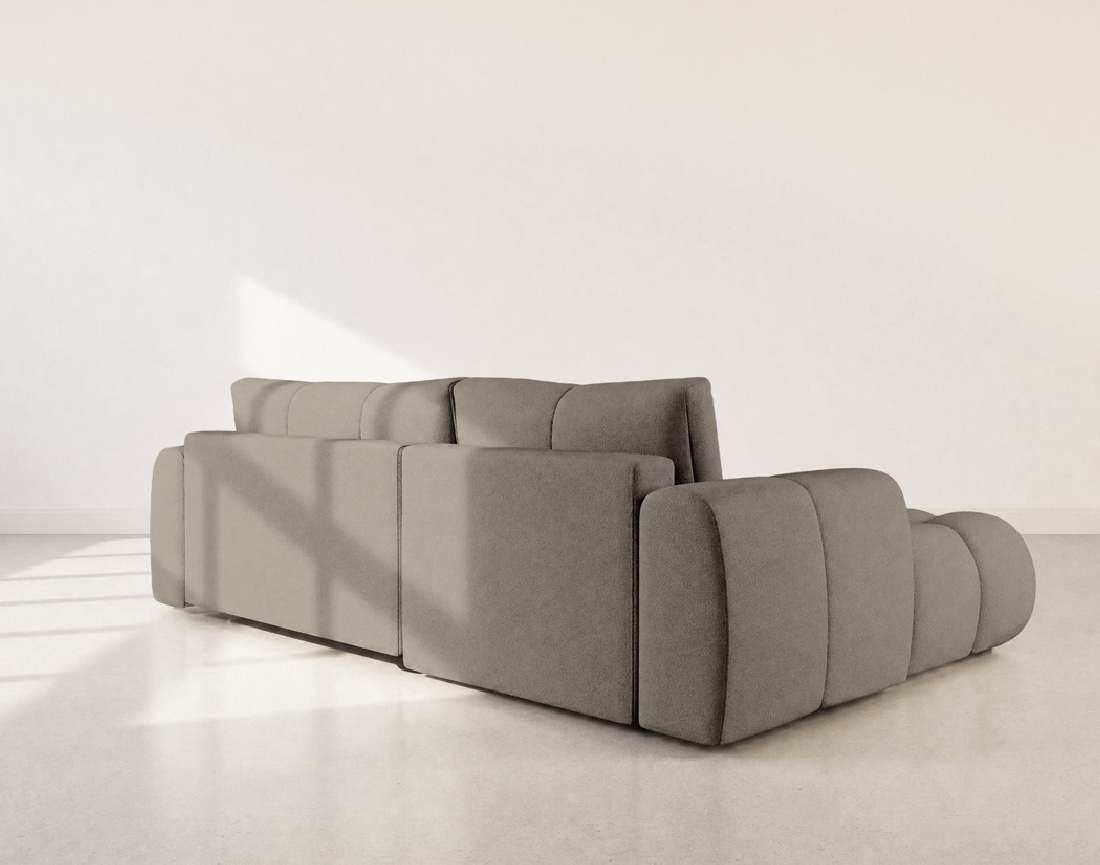Canapé YULIN d'angle 4 places convertible en tissu bouclette - Best Mobilier