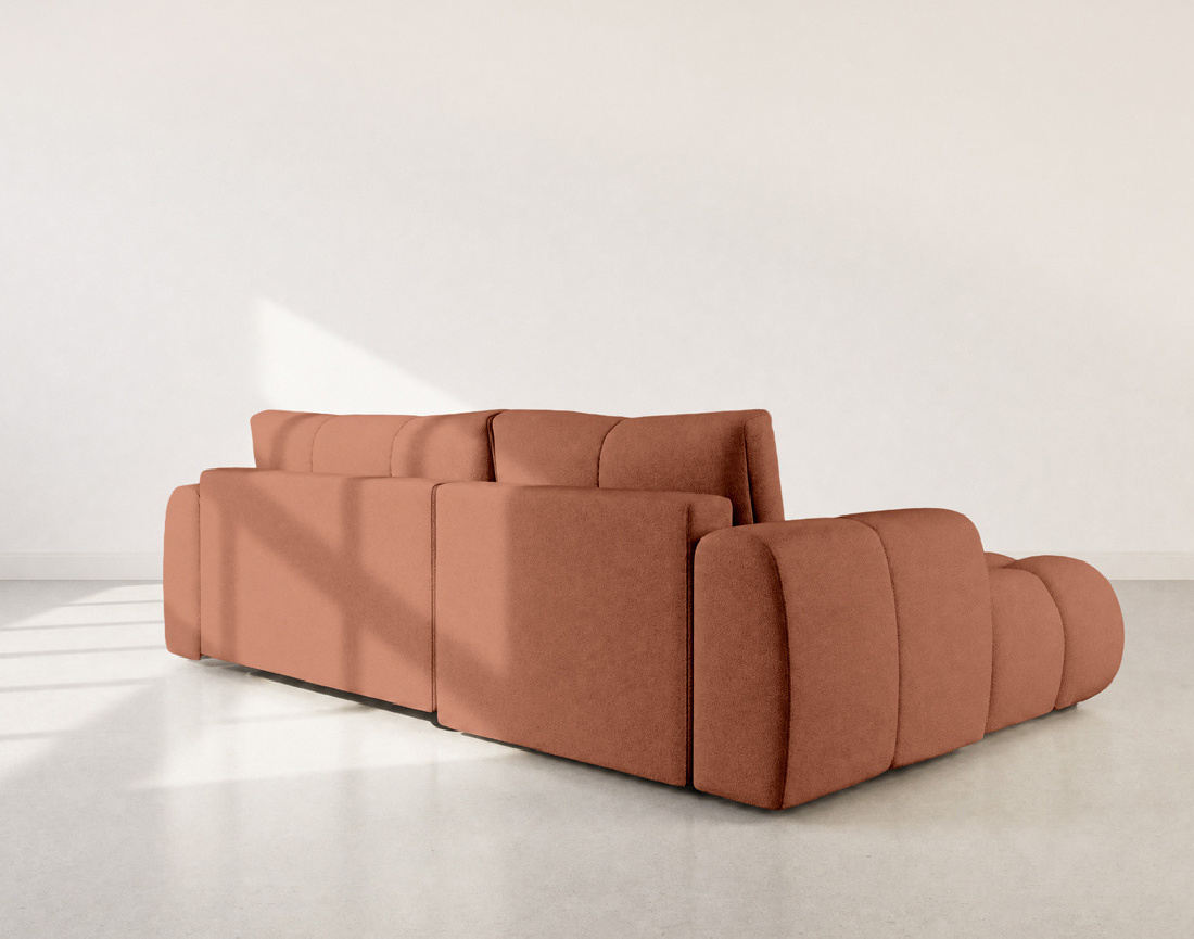 Canapé YULIN d'angle 4 places convertible en tissu bouclette - Best Mobilier