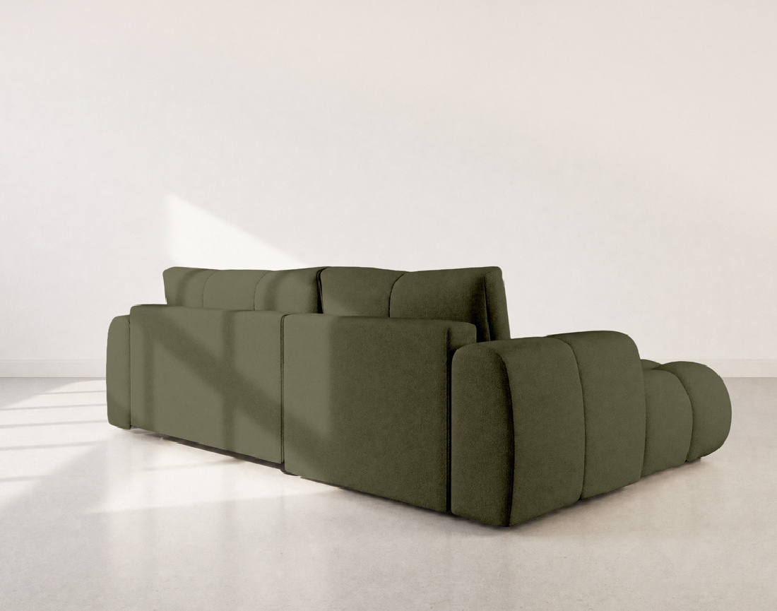 Canapé YULIN d'angle 4 places convertible en tissu bouclette - Best Mobilier