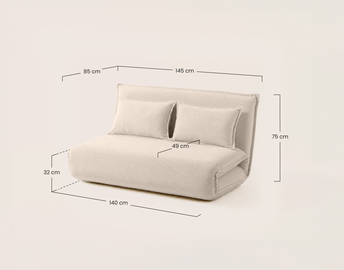 Banquette CANDICE 2 places convertible clic-clac en velours côtelé | Best Mobilier