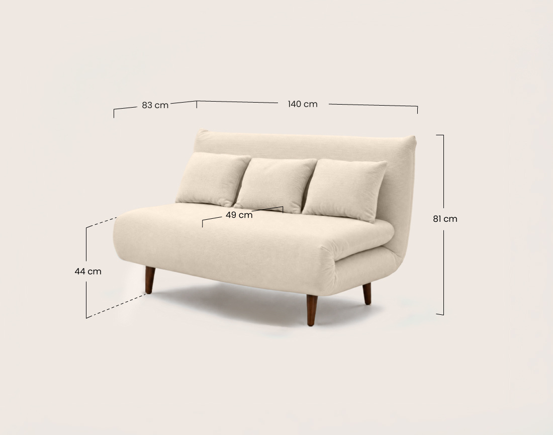 Banquette LUMI convertible clic-clac 2 places en velours côtelé | Best Mobilier