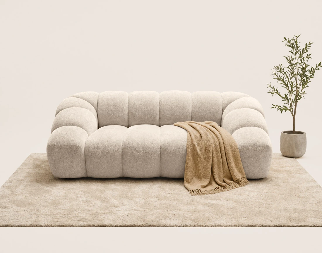 Canapé AVA 3 places en velours texturé - Best Mobilier