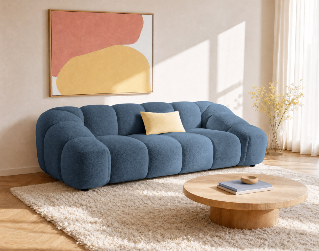Canapé AVA 3 places en velours texturé - Best Mobilier