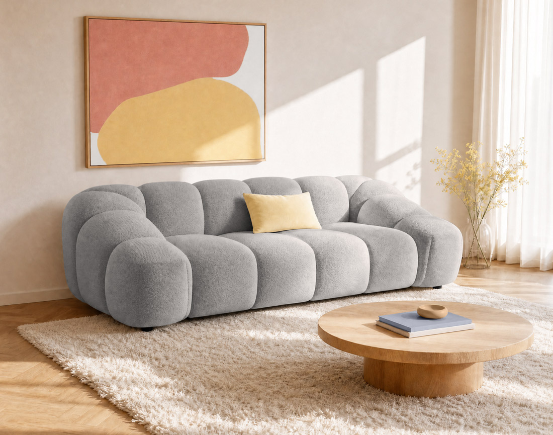 Canapé AVA 3 places en velours texturé - Best Mobilier