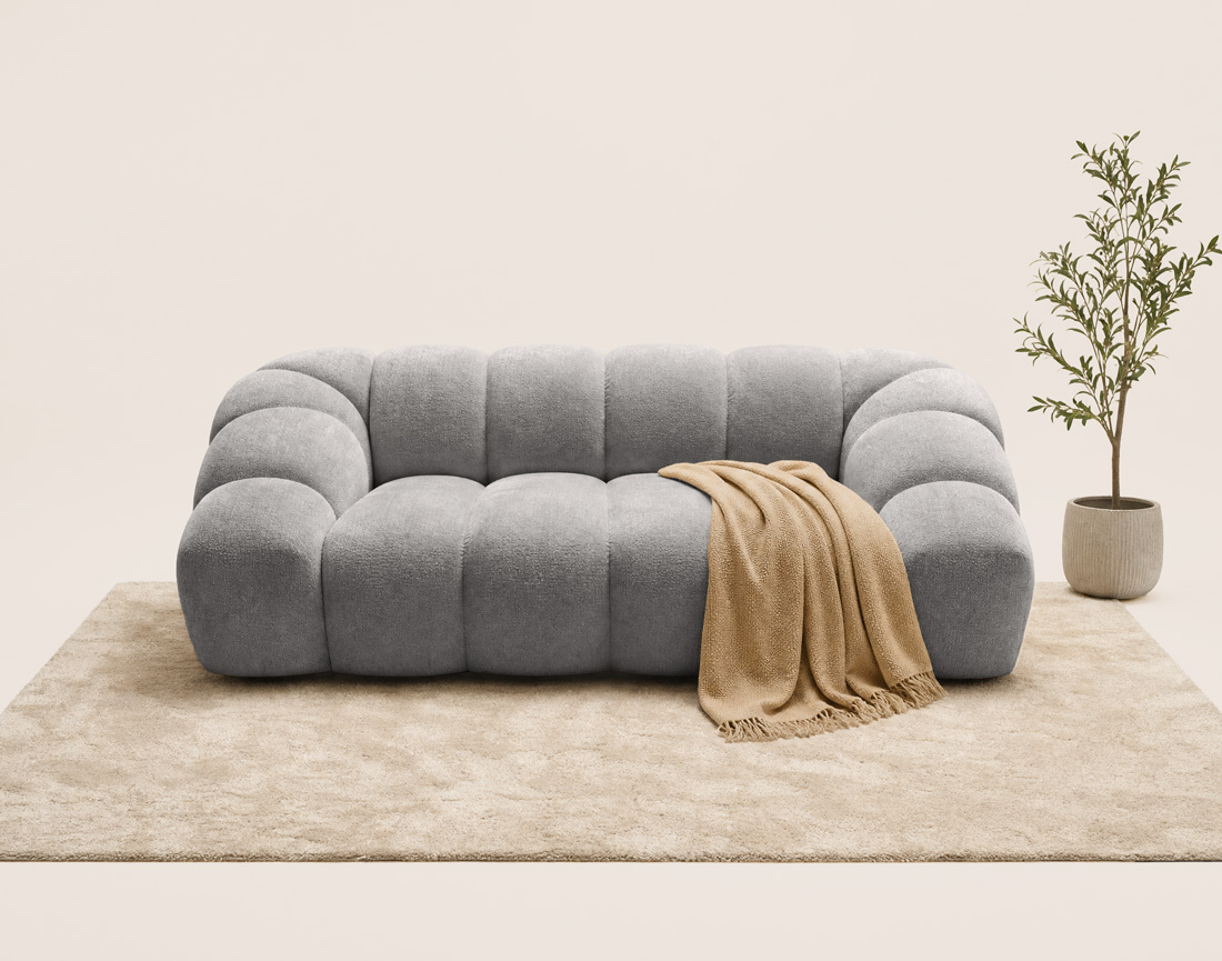 Canapé AVA 3 places en velours texturé - Best Mobilier