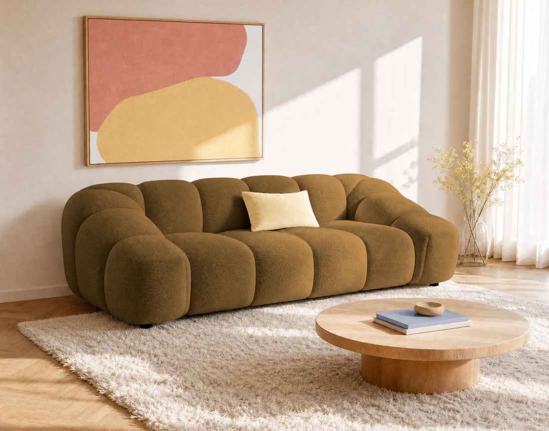 Canapé AVA 3 places en velours texturé - Best Mobilier