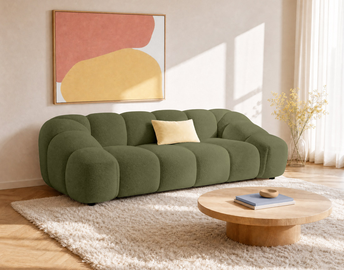 Canapé AVA 3 places en velours texturé - Best Mobilier