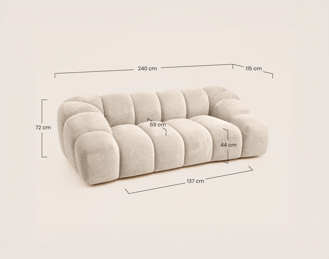 Canapé AVA 3 places en velours texturé - Best Mobilier