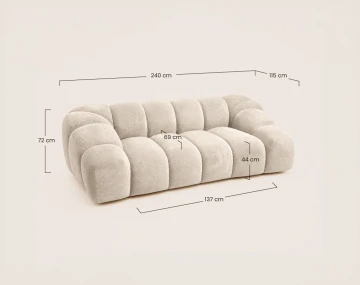 Canapé AVA 3 places en velours texturé - Best Mobilier