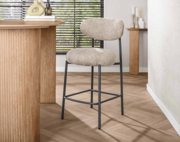 Lot de 2 tabourets de bar ADELIA avec pieds en métal en tissu texturé | Best Mobilier