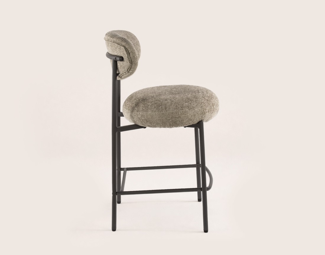 Lot de 2 tabourets de bar ADELIA avec pieds en métal en tissu texturé | Best Mobilier