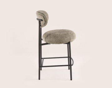 Lot de 2 tabourets de bar ADELIA avec pieds en métal en tissu texturé | Best Mobilier