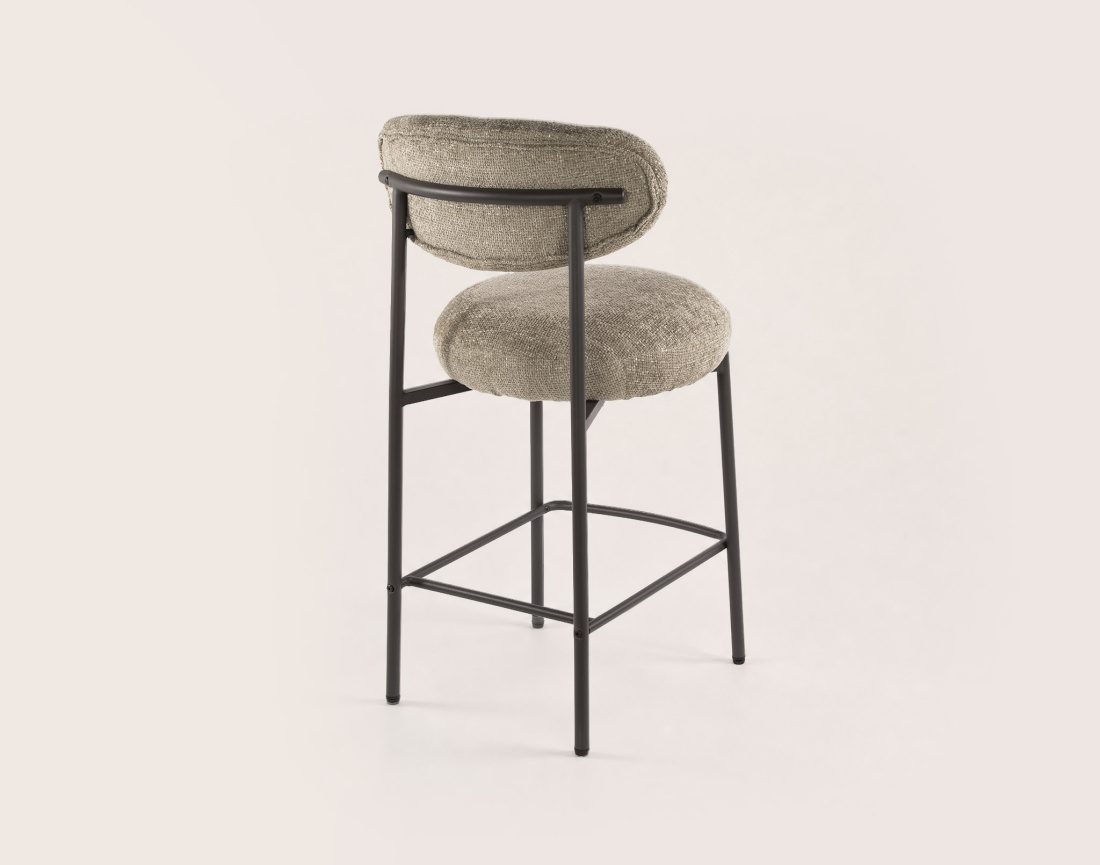 Lot de 2 tabourets de bar ADELIA avec pieds en métal en tissu texturé | Best Mobilier