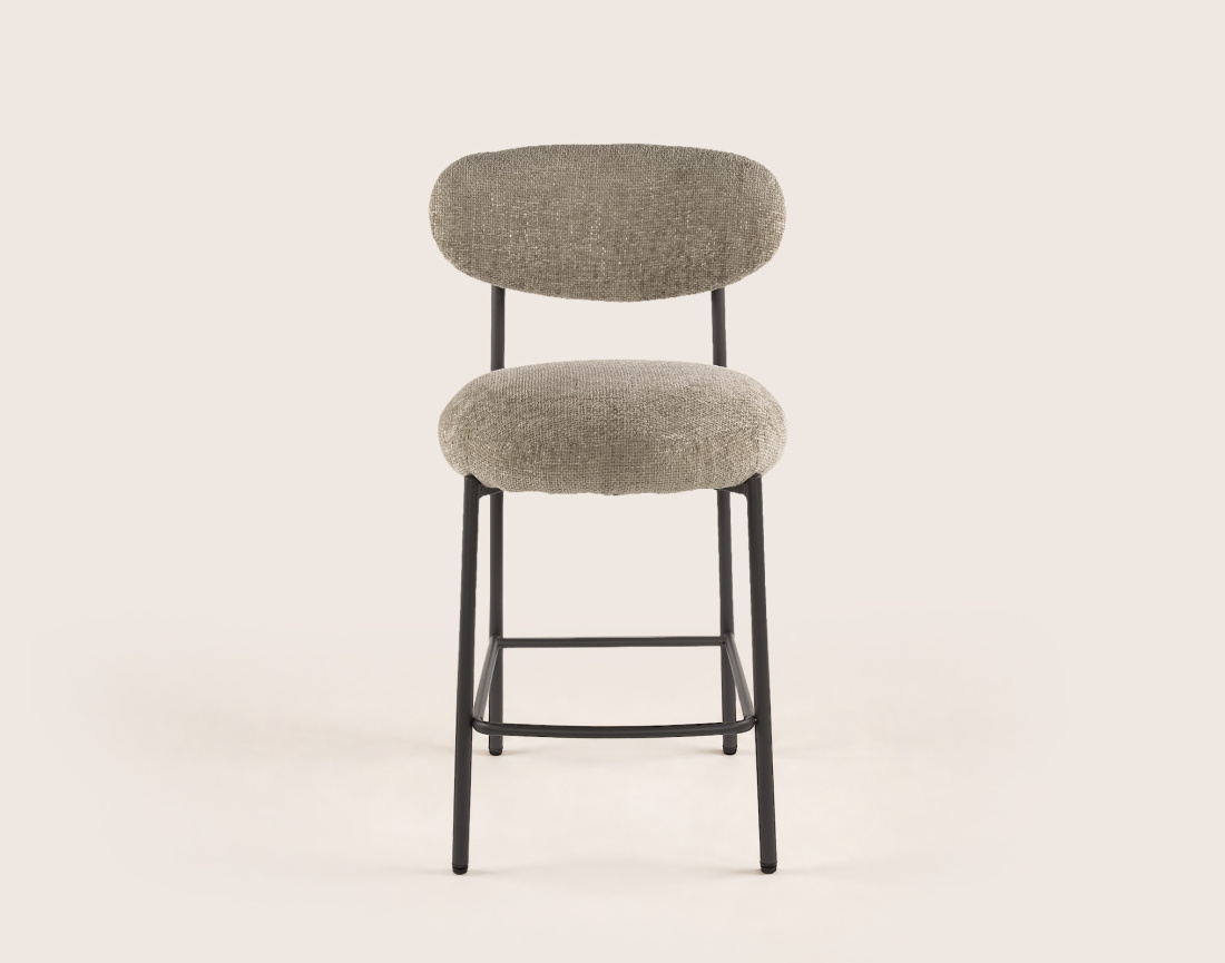 Lot de 2 tabourets de bar ADELIA avec pieds en métal en tissu texturé | Best Mobilier
