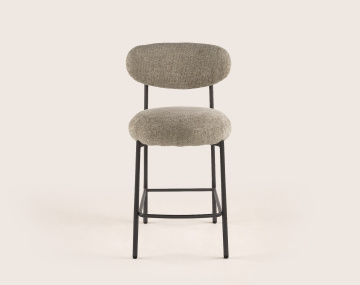 Lot de 2 tabourets de bar ADELIA avec pieds en métal en tissu texturé | Best Mobilier