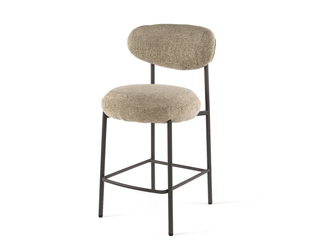 Lot de 2 tabourets de bar ADELIA avec pieds en métal en tissu texturé | Best Mobilier