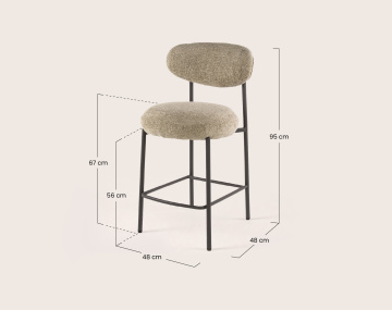 Lot de 2 tabourets de bar ADELIA avec pieds en métal en tissu texturé | Best Mobilier