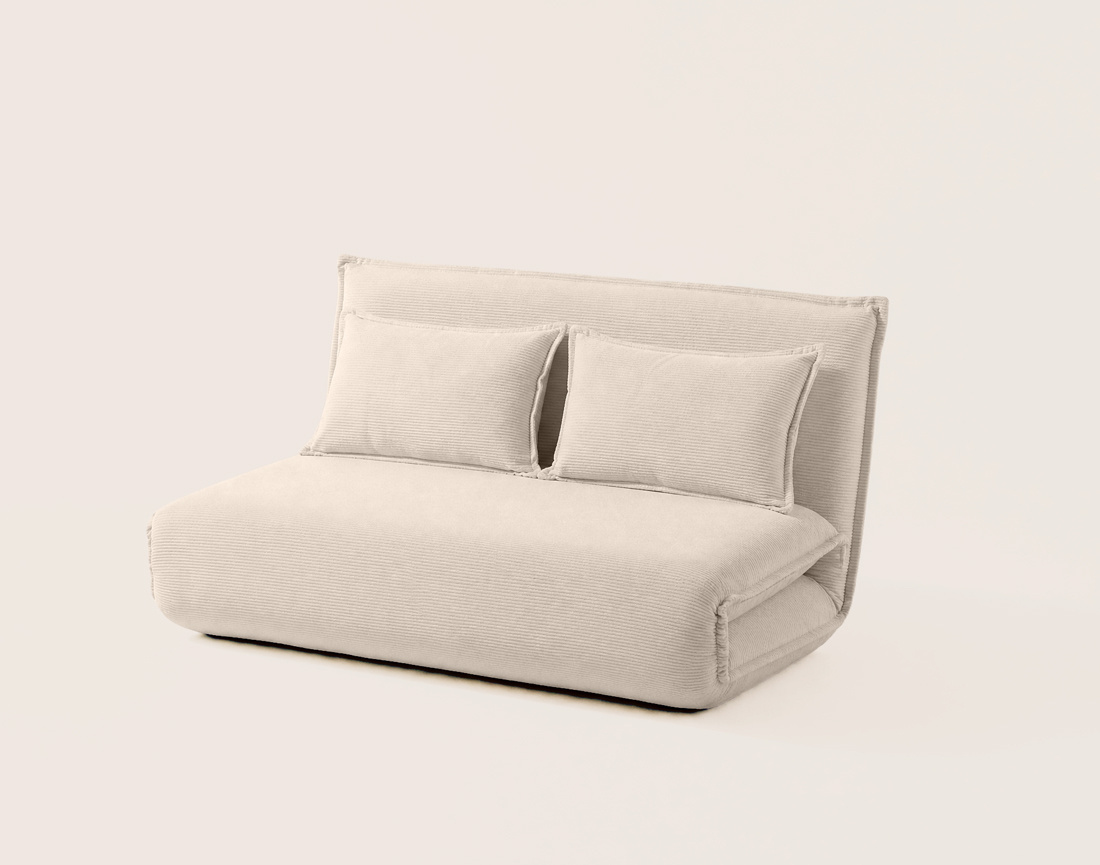 Banquette CANDICE 2 places convertible clic-clac en velours côtelé | Best Mobilier