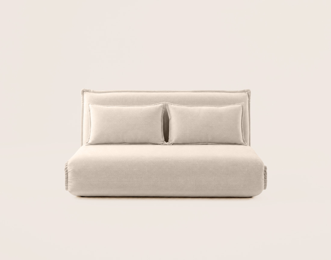 Banquette CANDICE 2 places convertible clic-clac en velours côtelé | Best Mobilier