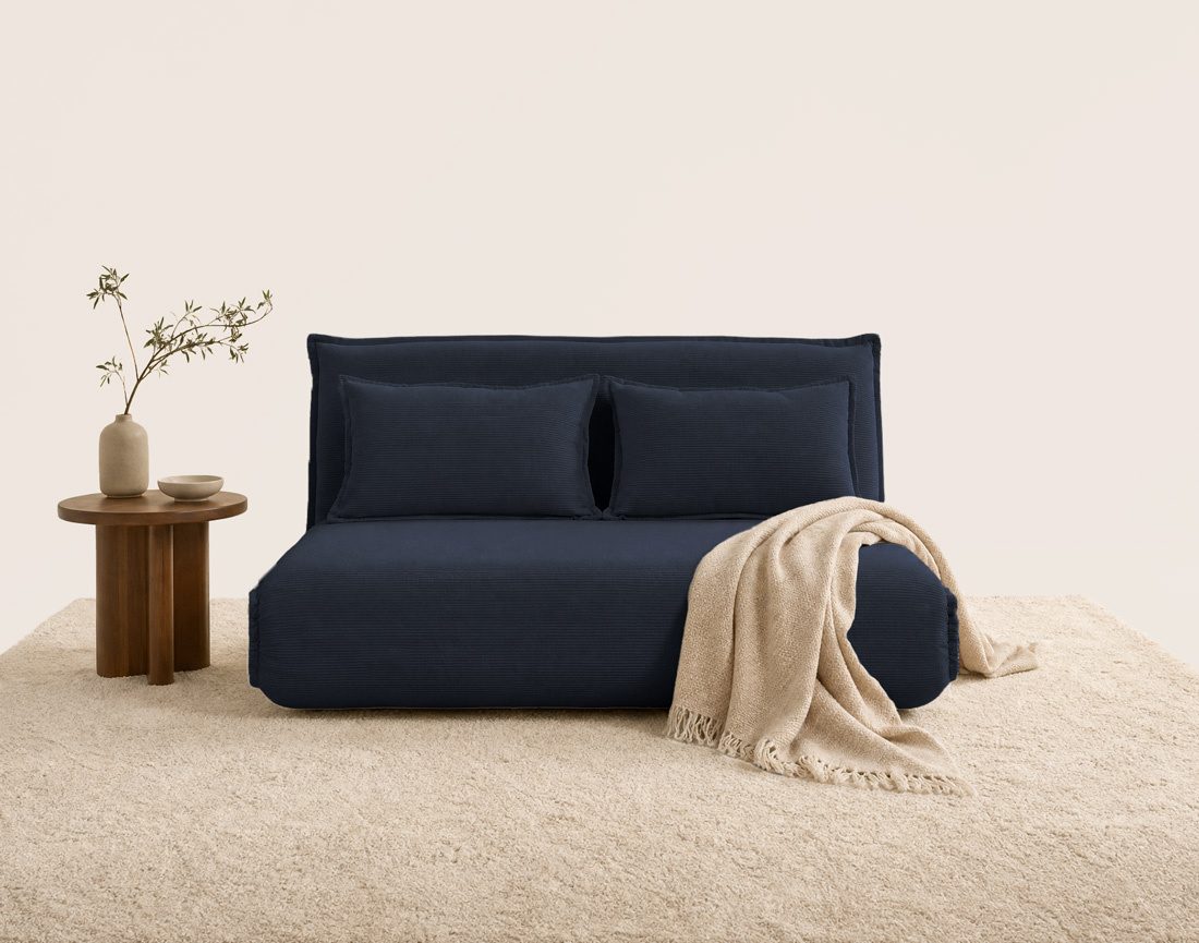Banquette CANDICE 2 places convertible clic-clac en velours côtelé | Best Mobilier