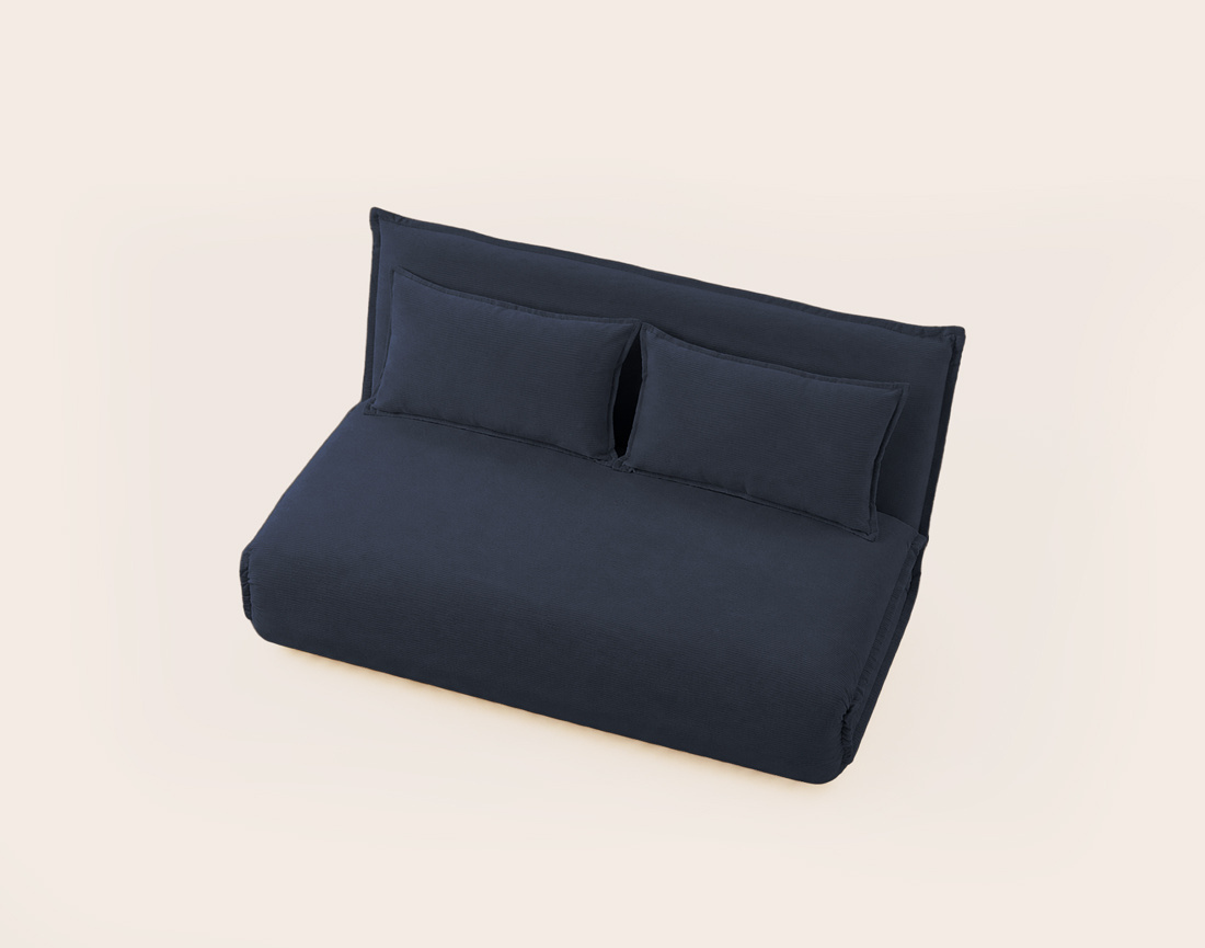 Banquette CANDICE 2 places convertible clic-clac en velours côtelé | Best Mobilier