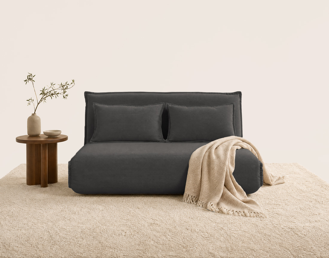 Banquette CANDICE 2 places convertible clic-clac en velours côtelé | Best Mobilier