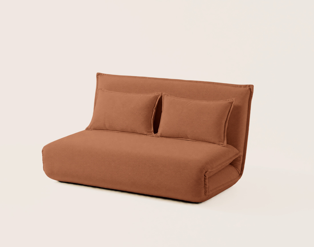 Banquette CANDICE 2 places convertible clic-clac en velours côtelé | Best Mobilier