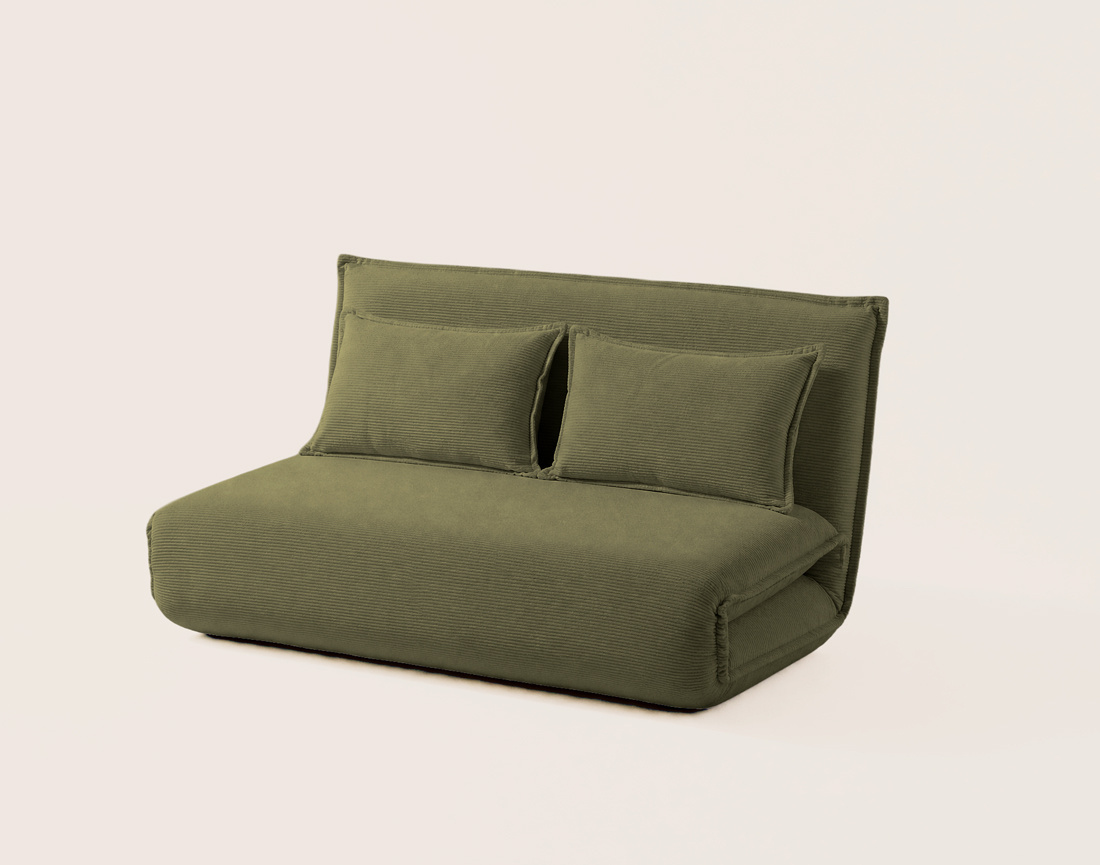 Banquette CANDICE 2 places convertible clic-clac en velours côtelé | Best Mobilier