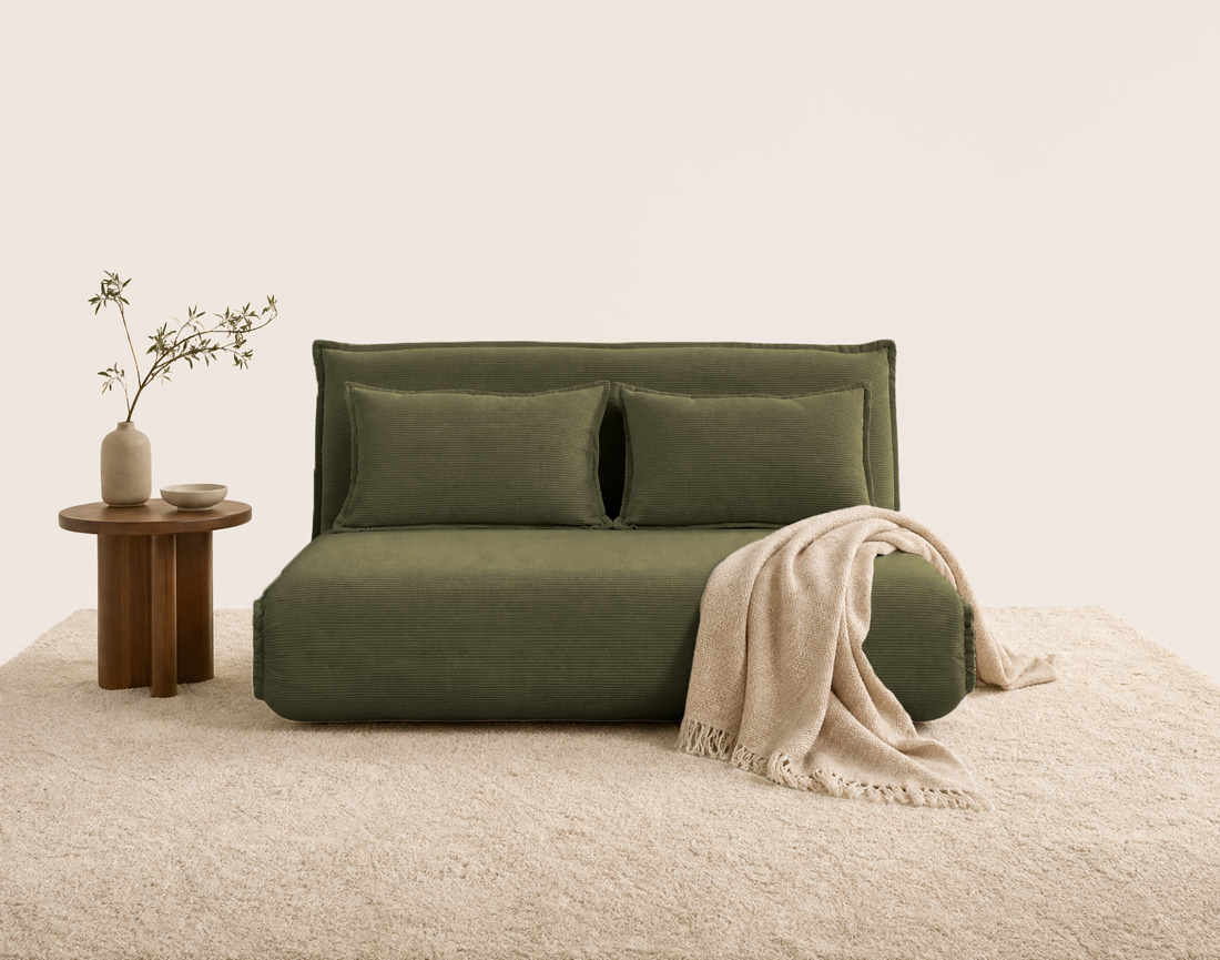 Banquette CANDICE 2 places convertible clic-clac en velours côtelé | Best Mobilier