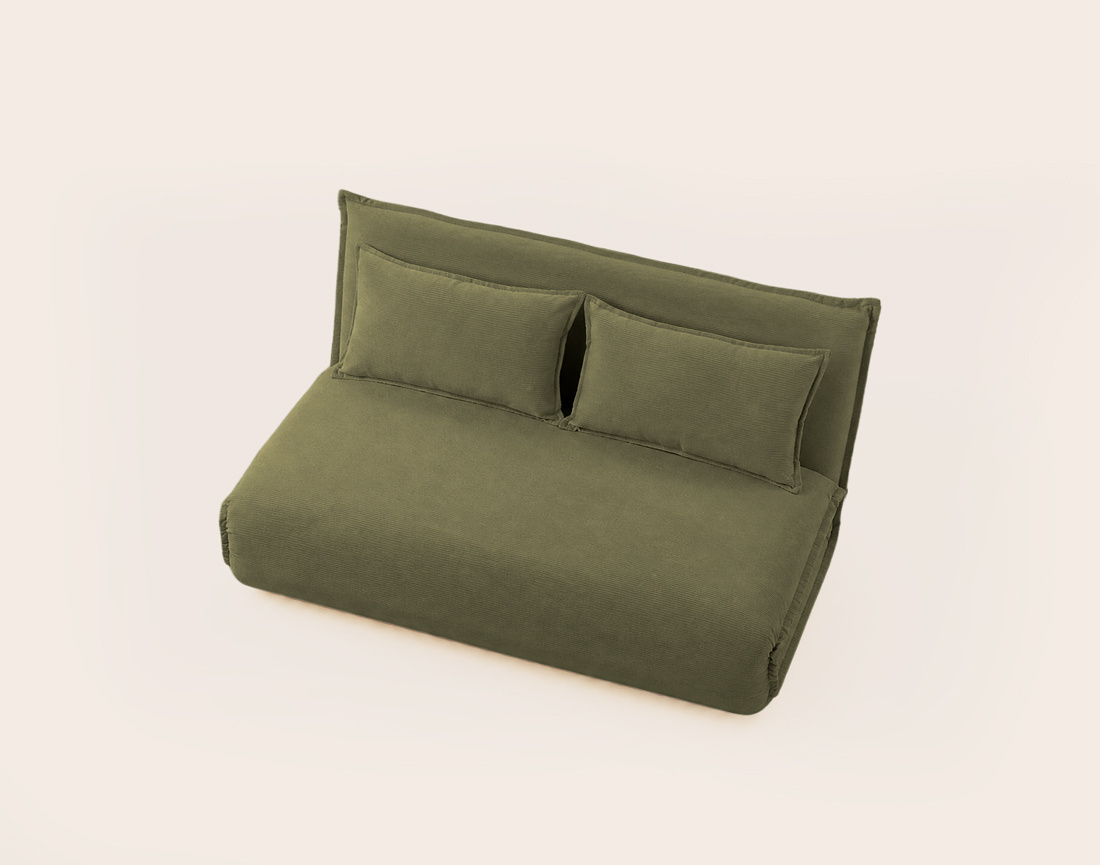 Banquette CANDICE 2 places convertible clic-clac en velours côtelé | Best Mobilier