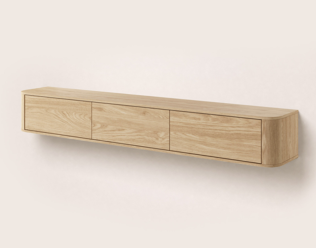 Meuble tv MONA suspendu 200 cm 3 portes | Best Mobilier