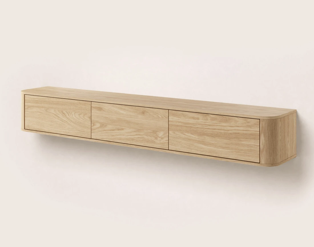 Meuble tv MONA suspendu 200 cm 3 portes | Best Mobilier