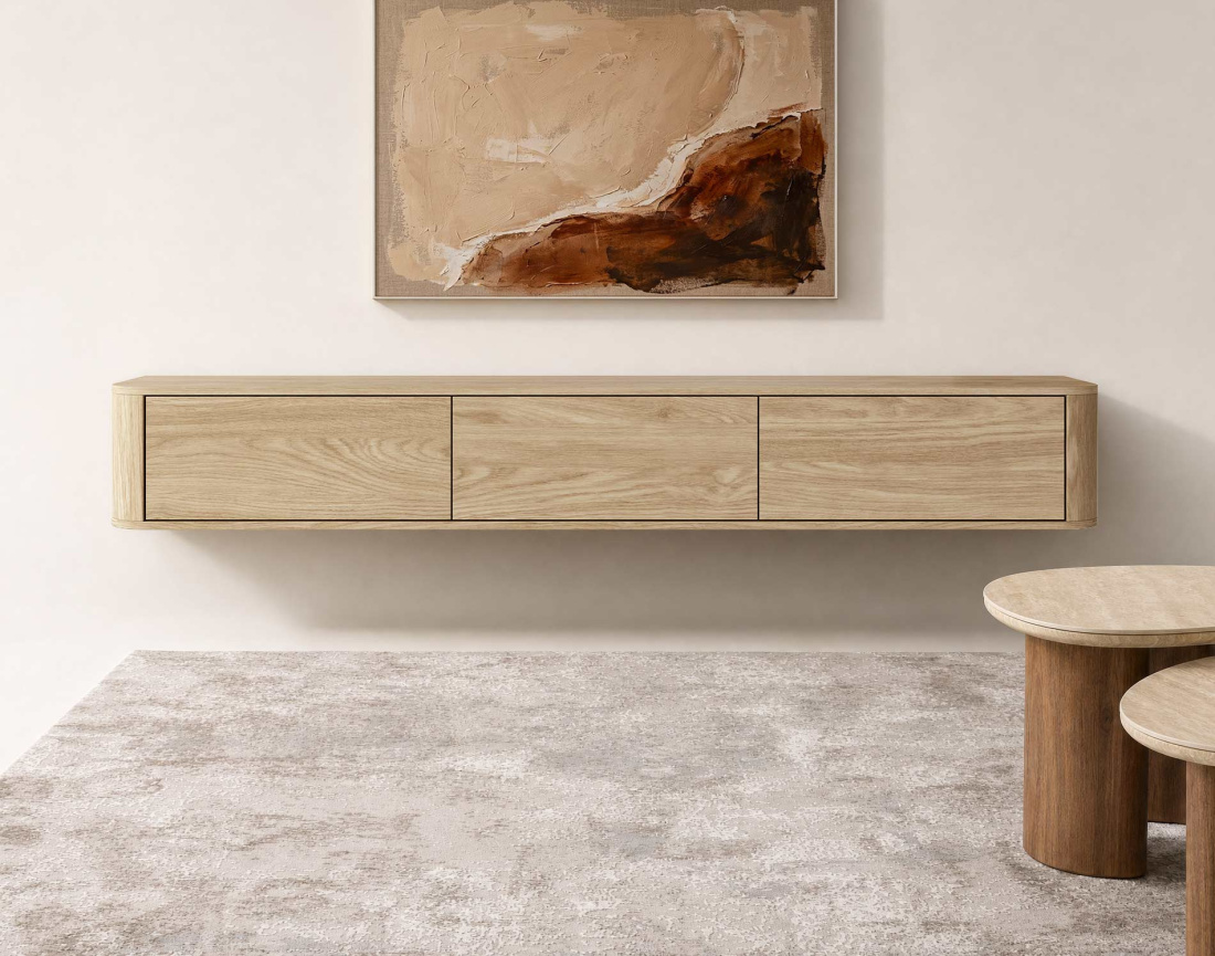 Meuble tv MONA suspendu 200 cm 3 portes | Best Mobilier
