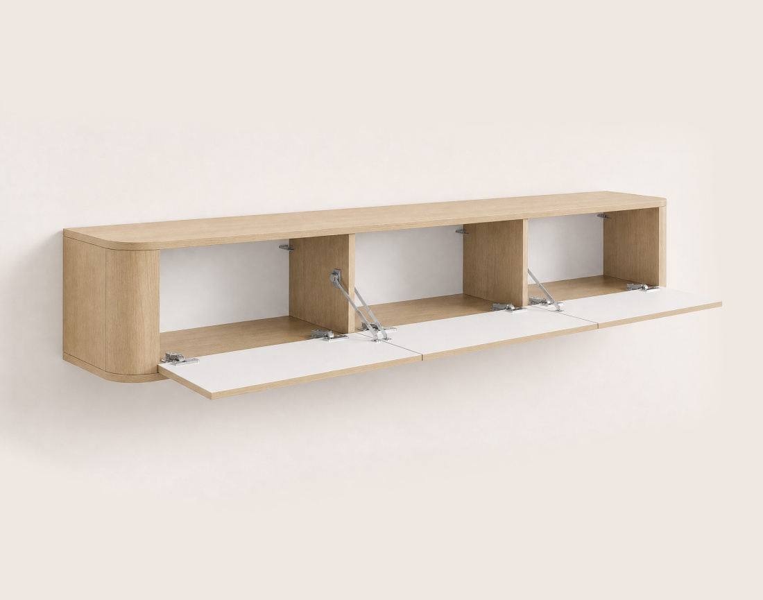 Meuble tv MONA suspendu 200 cm 3 portes | Best Mobilier