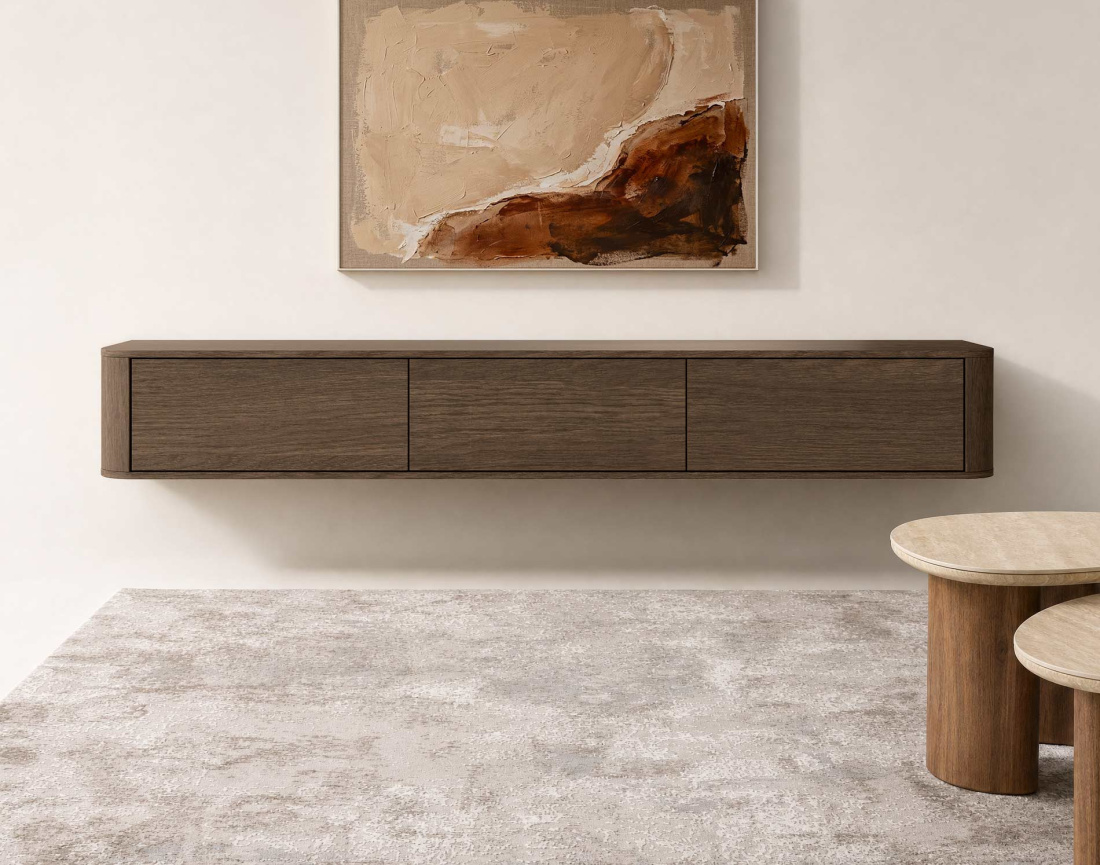 Meuble tv MONA suspendu 200 cm 3 portes | Best Mobilier