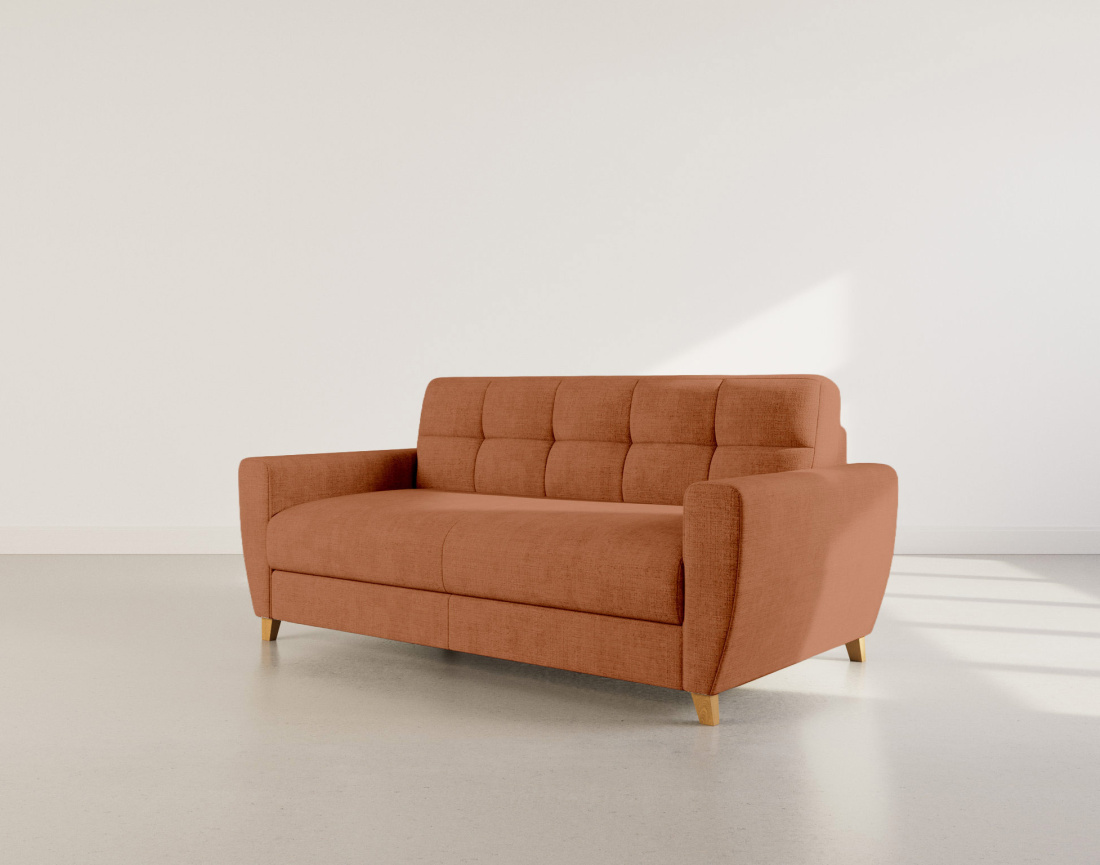 Canapé THIBAULT 3 places convertible express couchage quotidien 140 cm matelas 14 cm velours texturé | Best Mobilier