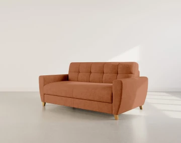 Canapé THIBAULT 3 places convertible express couchage quotidien 140 cm matelas 14 cm velours texturé | Best Mobilier
