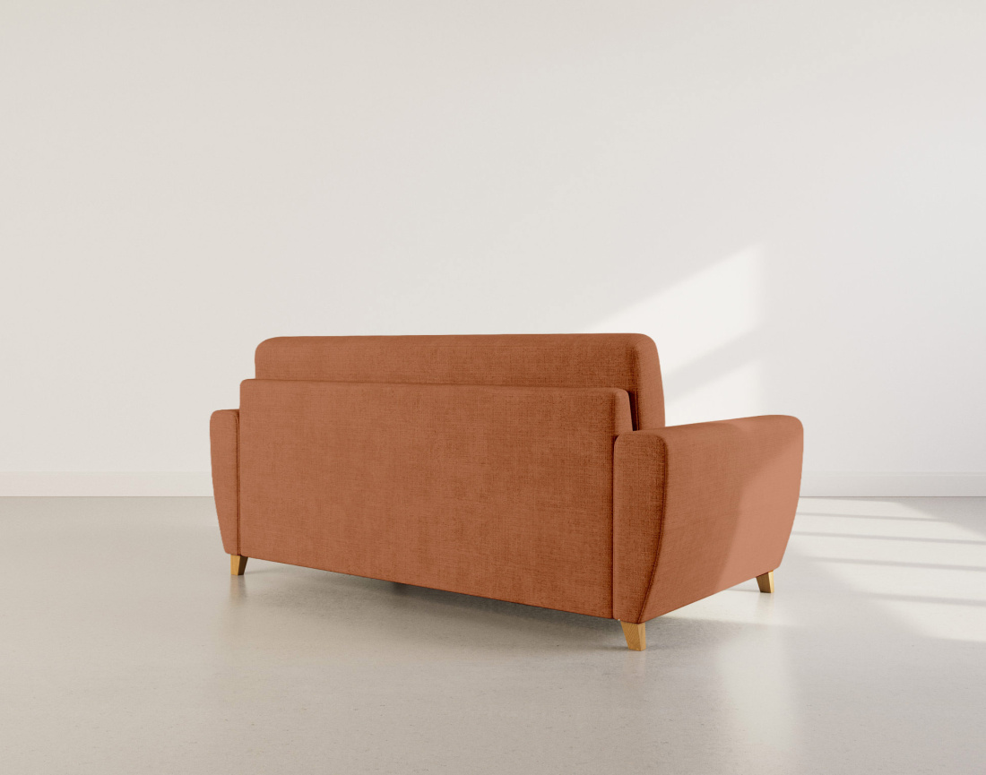 Canapé THIBAULT 3 places convertible express couchage quotidien 140 cm matelas 14 cm velours texturé | Best Mobilier
