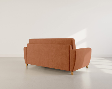 Canapé THIBAULT 3 places convertible express couchage quotidien 140 cm matelas 14 cm velours texturé | Best Mobilier