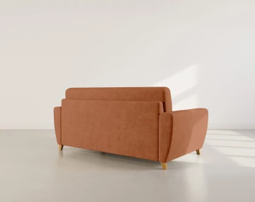 Canapé THIBAULT 3 places convertible express couchage quotidien 140 cm matelas 14 cm velours texturé | Best Mobilier